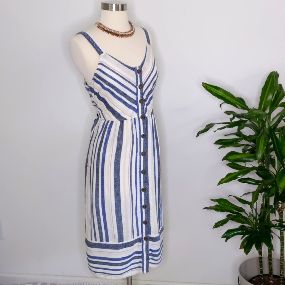 Universal Thread Pocket Dress Striped Blue, Cream White Size Medium - Picture 4 of 15